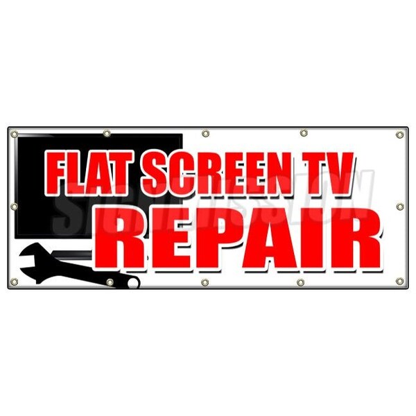 Signmission FLAT SCREEN TV REPAIR BANNER SIGN service plasma lcd fix service sales B-120 Flat Screen Tv Repair - main